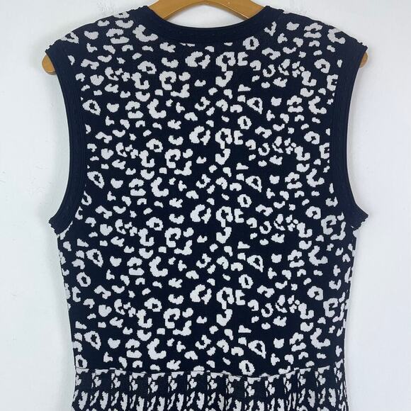 Rebecca Taylor A-Line Fit and Flare animal print black and white size large midi - Picture 7 of 12